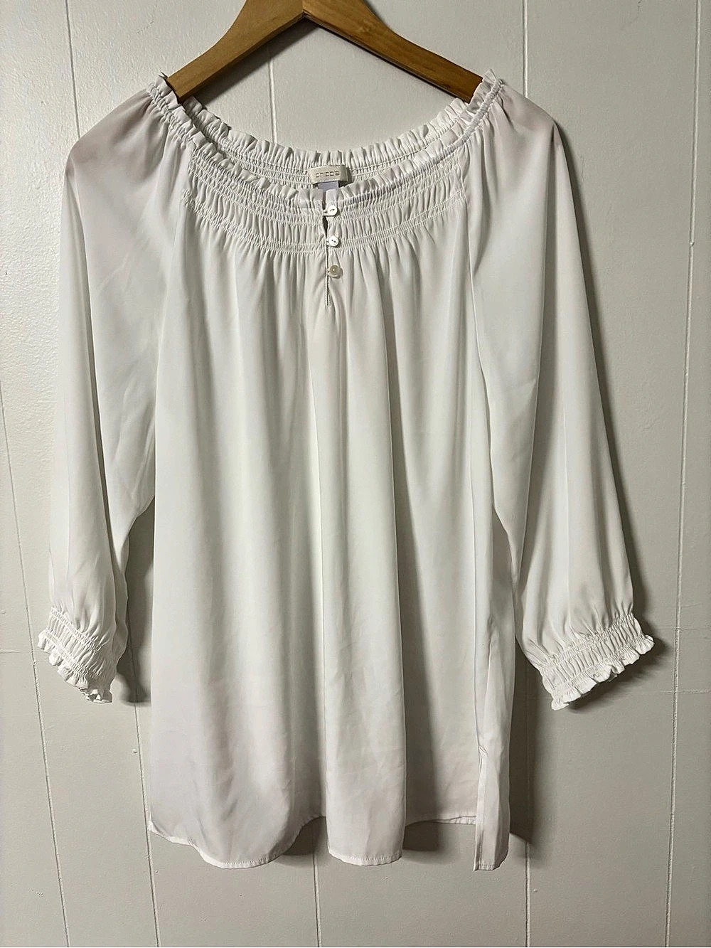 choco Smocked White Blouse Size 2 Like New